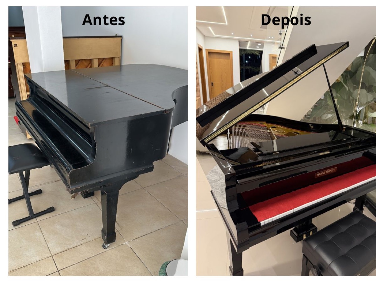 Restauração e reforma de piano — antes e depois