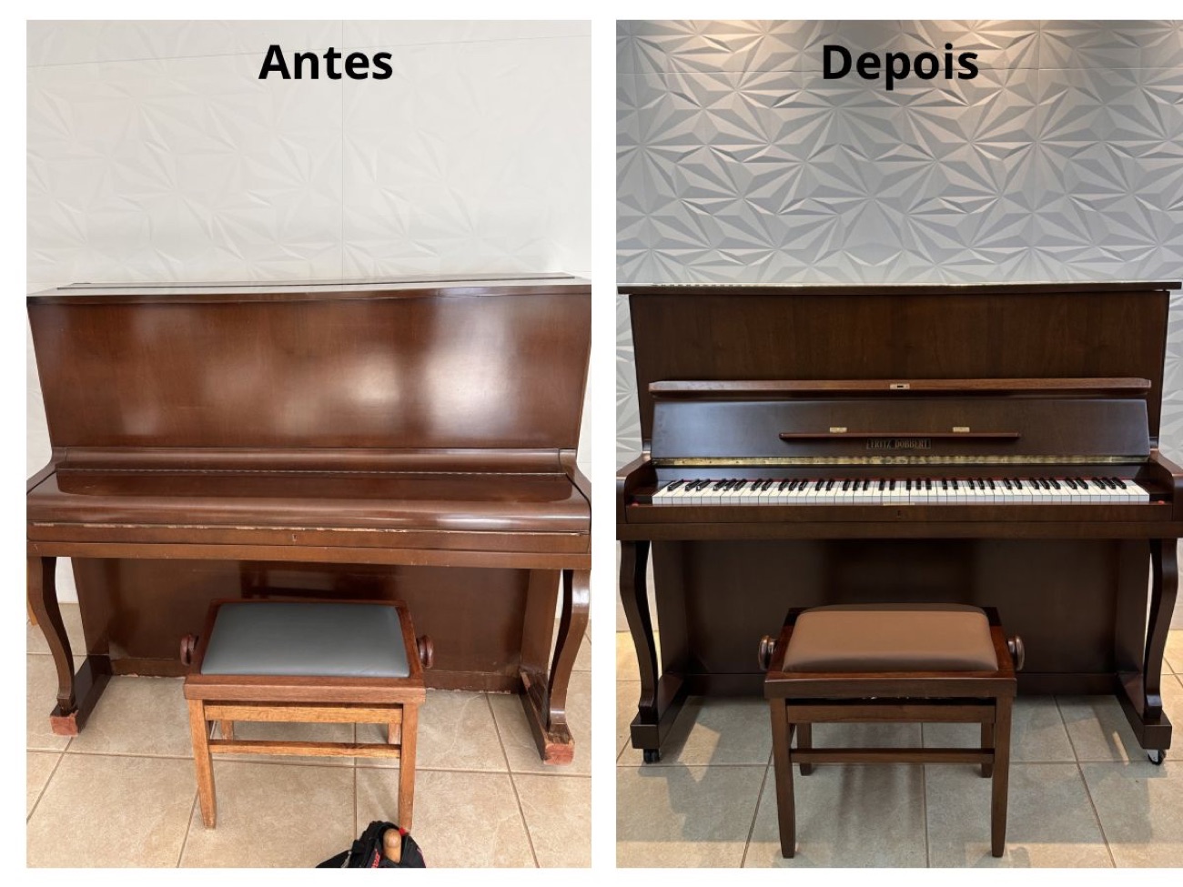 Restauração e reforma de piano — antes e depois